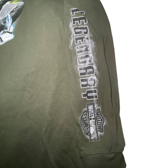 Harley-Davidson XL Long-Sleeve Shirt Mens Route 66 Graphic Olive Green Cotton - Picture 8 of 9